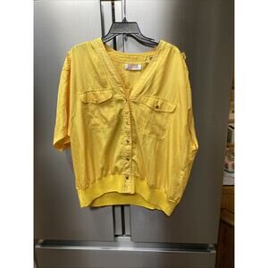 Josephine 2X Womens Button Up Shirt Yellow